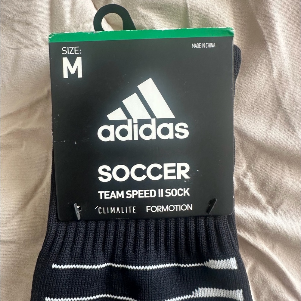 Adidas Black and White Team Speed II Soccer Socks